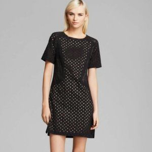 NWT Trina Turk Marquise Dress - Black Eyelet Shift Dress w/ Nude Lining Size 12